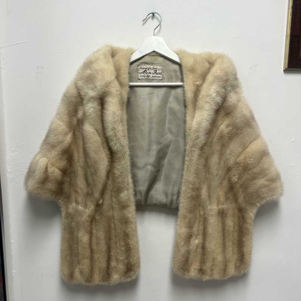 Vintage Mink Fur Stole in Champagne Beige